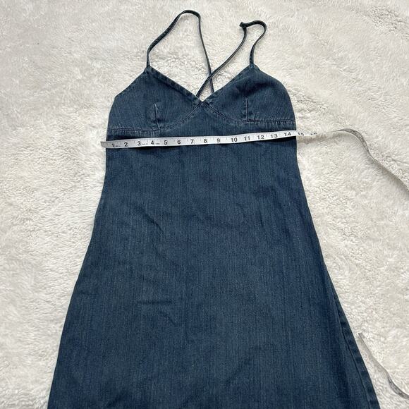Route 66 Cotton Sz 4 Vintage Blue Denim Spaghetti Strap Dress Small Y2K Cowgirl - Picture 4 of 5